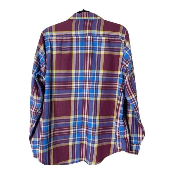 L.L. Bean Women's Wool Blend Maroon Blue Button Down Shirt Size Large - Picture 2 of 7